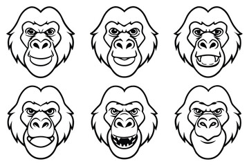 Gorilla head line art illustration