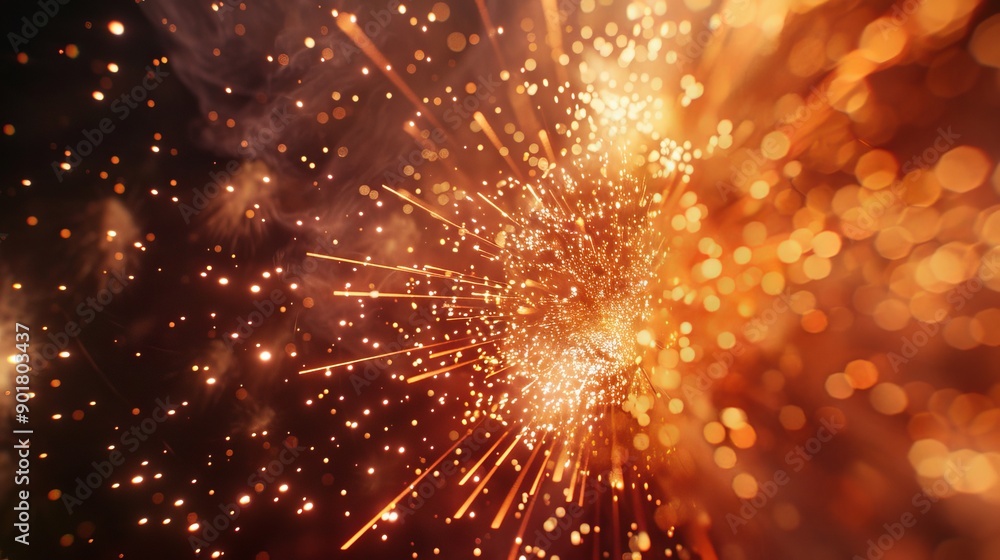 Poster macro shot of fireworks exploding in the sky.