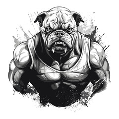 shirt design Buldog gym angry, aggressive illustration