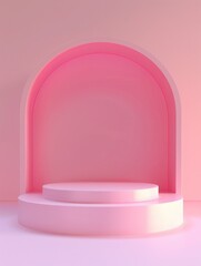 A single white platform with a pink light on top, ideal for use in tech or futuristic-themed designs