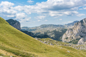 Majestic summer day in the Durmitor National park. Village Zabljak, Montenegro, Balkans, Europe. Scenic image of popular travel destination. Discover the beauty of earth. Hiking nature destination