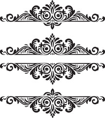 Ornament silhouette vector art illustration. floral vine, border, Black Elements Vector design.