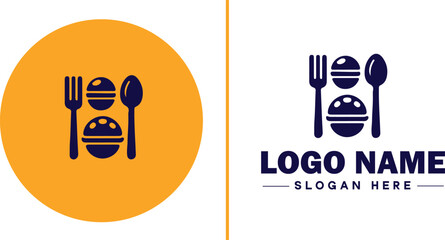 Restaurant icon Eatery Bistro Diner flat logo sign symbol editable vector