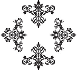 Ornament silhouette vector art illustration. floral vine, border, Corner Black Elements Vector design.