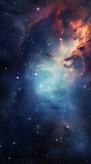 Obraz premium A stunning view of a nebula in space with a mix of blue and red colors, with stars scattered throughout.