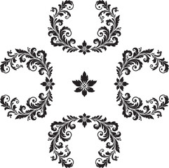 Ornament silhouette vector art illustration. floral vine, border, Corner Black Elements Vector design.