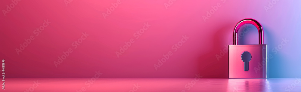 Poster a vibrant padlock on a colorful gradient background symbolizing security and safety for personal or 