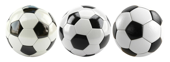 Collection of Various Soccer Balls Isolated on Transparent Background