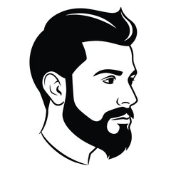 Silhouette of hipster man head