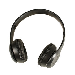 Black headphones or earphone wireless computer isolated on a blank background.