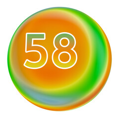 Colorful gradient sphere with number 58