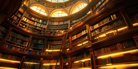 Obraz premium A large room filled with bookshelves and many books