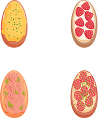 Fresh sandwich icons set cartoon vector. Sandwich with various filling. Food concept