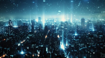 Fototapeta premium Futuristic Cityscape at Night