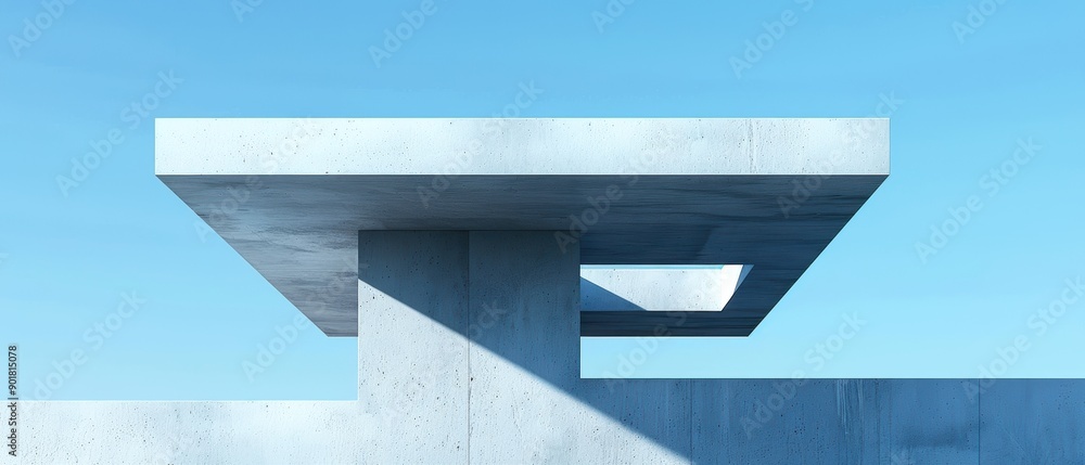 Aufkleber minimalist overhangs casting soft shadows against a clear blue sky, creating an abstract and modern 