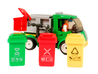 Recycling bins isolated on blank background, cutout.