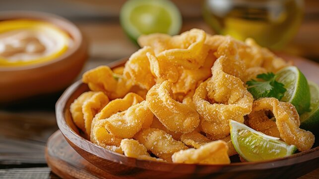 Harina Chicharrones A savory Mexican snack made from flour also called duros or duritos typically served with hot sauce and lemon juice