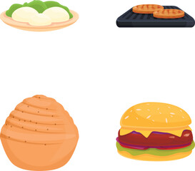 Australian dish icons set cartoon vector. Tasty australian food. Traditional cuisine