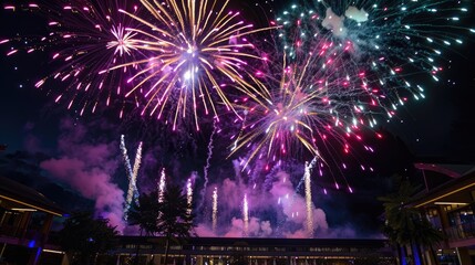 Dazzling Firework Display in Spacious Setting for Spectacular Enjoyment