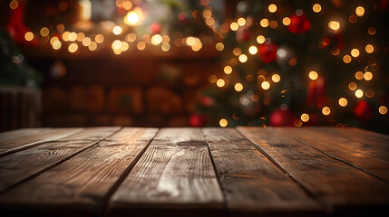 image of a decorated christmas room, copy space, focusing the planks, Christmas Concept