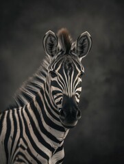 Fototapeta premium Close-Up Portrait of a Striking Zebra