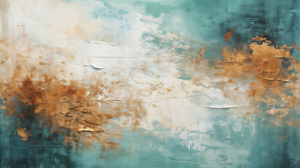 Teal and Copper Abstract Textured Painting