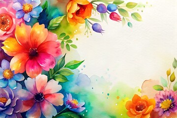 Flower frame on white background