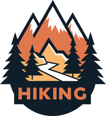Obraz premium Outdoor Creative Mountain Hiking T-Shirt Design of a mountain landscape