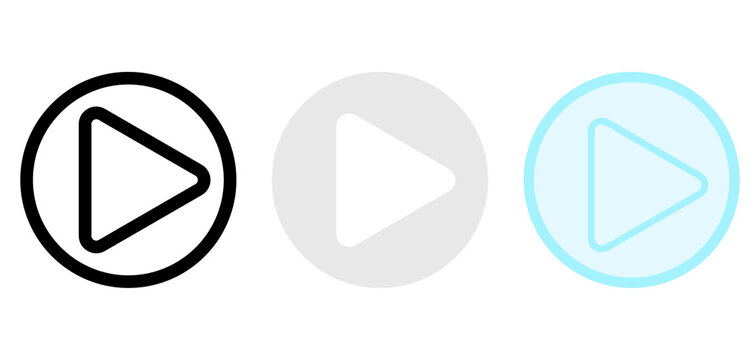 Round play button icons on transparent, png