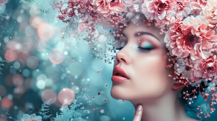 Fantasy portrait of a woman with floral headdress