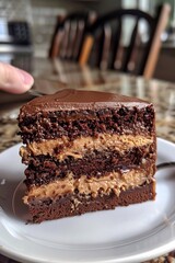 Appetitosa fetta di torta al cioccolato e burro di arachidi 