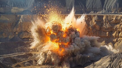 Explosion during quarry blasting operations