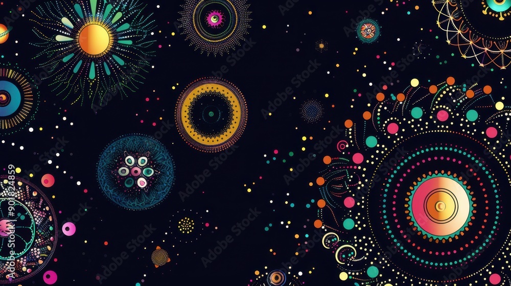 Canvas Prints vibrant abstract cosmic background with colorful celestial patterns