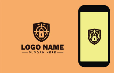 Security company icon Security firm Security agency Security service flat logo sign symbol editable vector