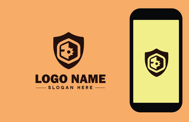 Security company icon Security firm Security agency Security service flat logo sign symbol editable vector