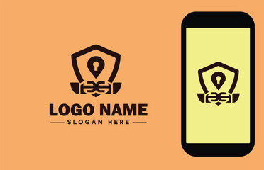 Security company icon Security firm Security agency Security service flat logo sign symbol editable vector