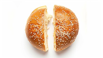 Fresh sesame buns on white background
