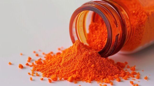 Ammonium Dichromate Powder in an Orange Glass Bottle