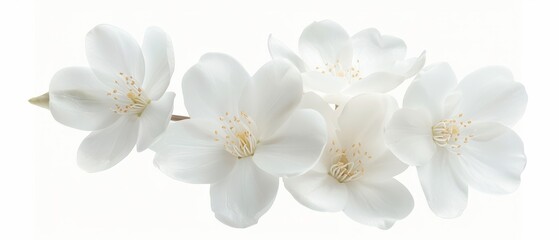 Obraz premium A bouquet of white flowers is arranged in a row
