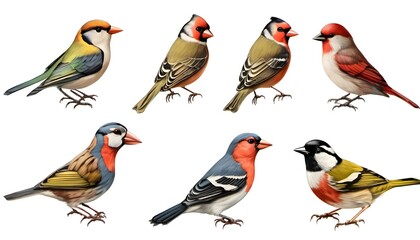 Fototapeta premium Garden Birds on a plain background