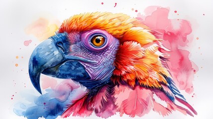 Colorful and detailed watercolor painting of a majestic harpy eagle, exhibiting vibrant hues and delicate brushstrokes