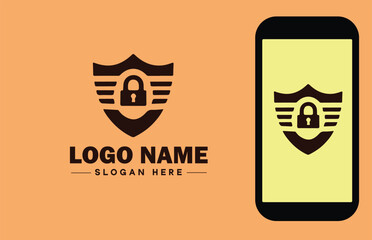 Security company icon Security firm Security agency Security service flat logo sign symbol editable vector