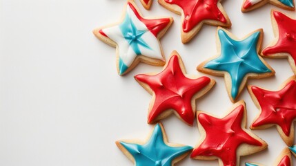 Obraz premium Patriotic Star-Shaped Sugar Cookies on White Background