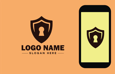 Security company icon Security firm Security agency Security service flat logo sign symbol editable vector