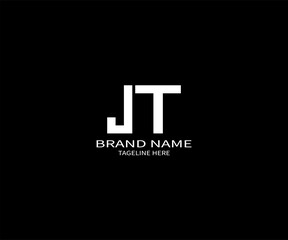 JT letter logo design on black background. JT creative initials letter logo concept. JT unique design