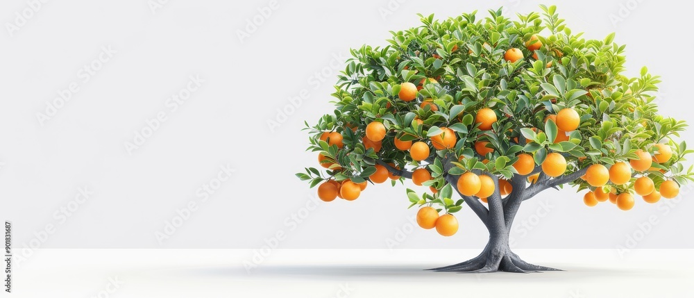 Poster a tree with oranges on it