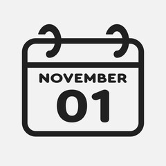 Icon page calendar day - 1 November
