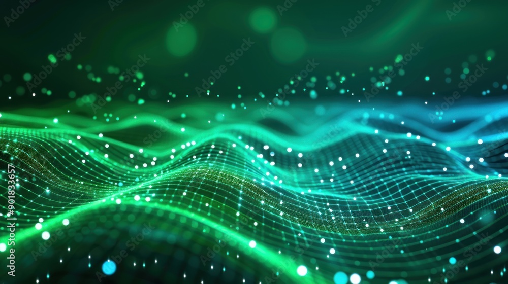 Poster digital abstract technology green data matrix with broad connection concept background wallpaper ai 