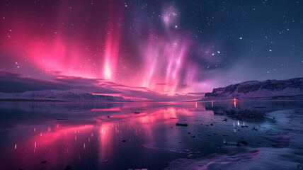 landscape photography, northern lights in iceland, pastel night sky, evoking a sense of wonder,generative ai