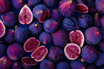Fresh fig fruit and slices of figs, background